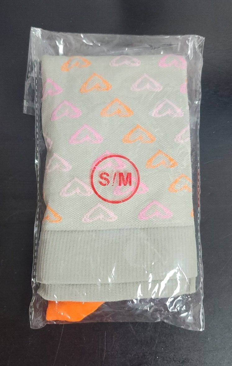 NEW ~ 1 Pair Compression Socks Knee High Stockings Grey with Hearts Sz S/M