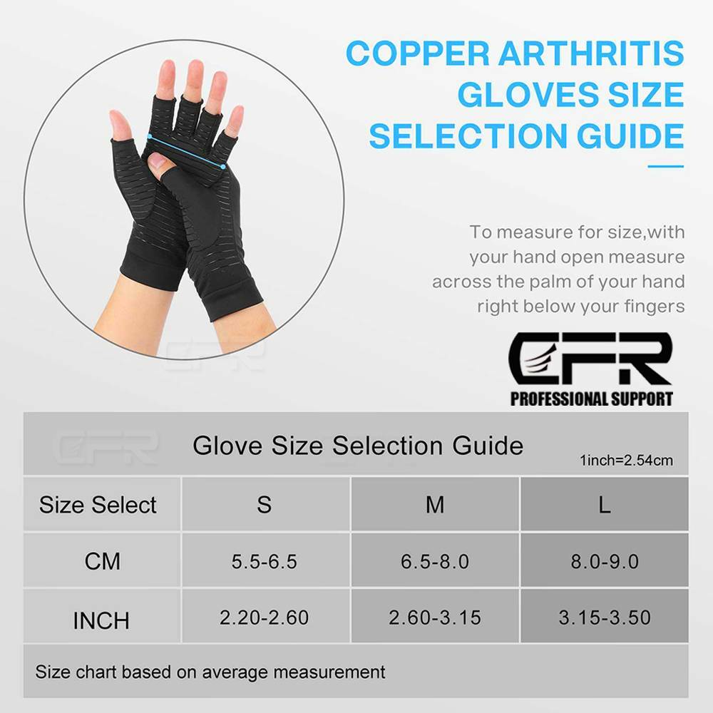 1 PAIR Copper Arthritis Compression Gloves Hand Support Joint Pain Relief CFR HG