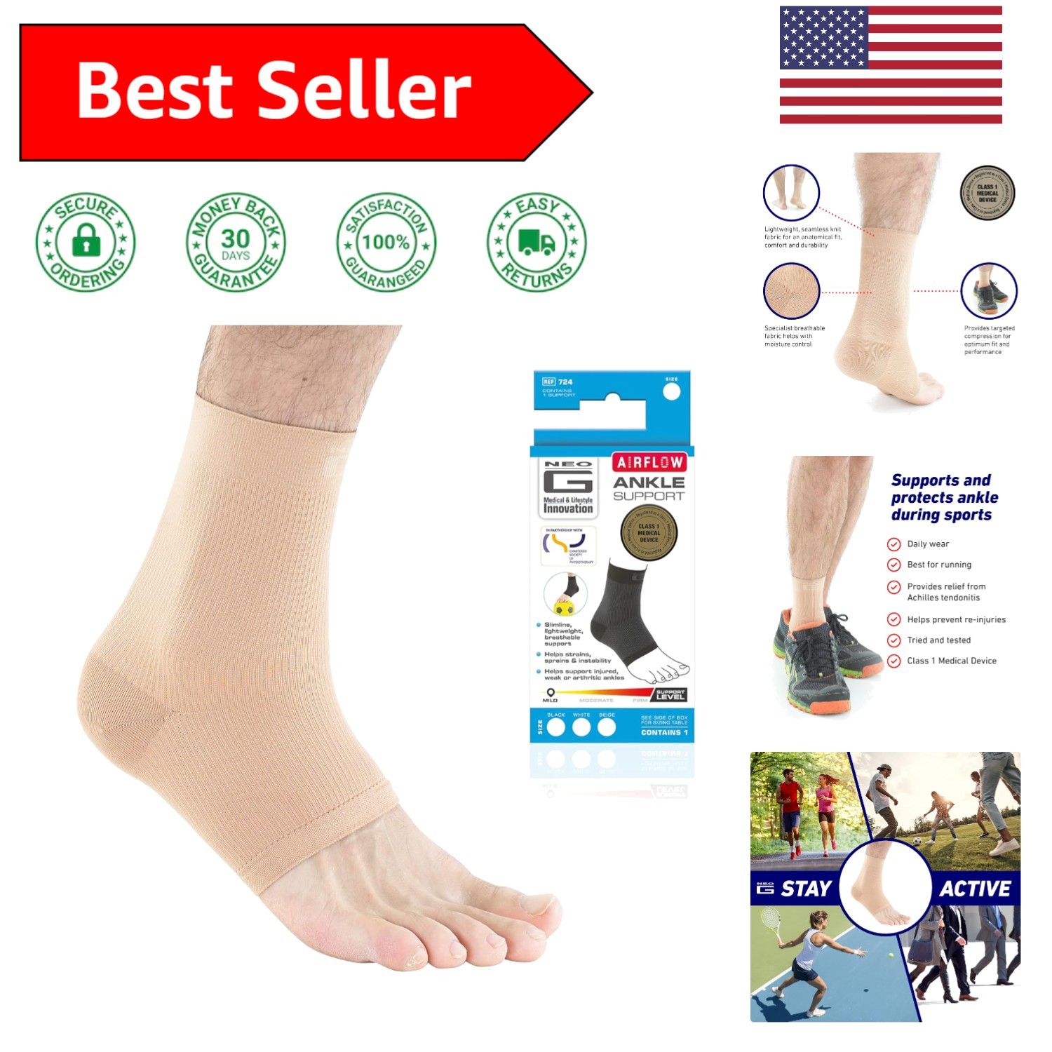 Breathable Large Airflow Ankle Support Sleeve for Enhanced Comfort & Recovery