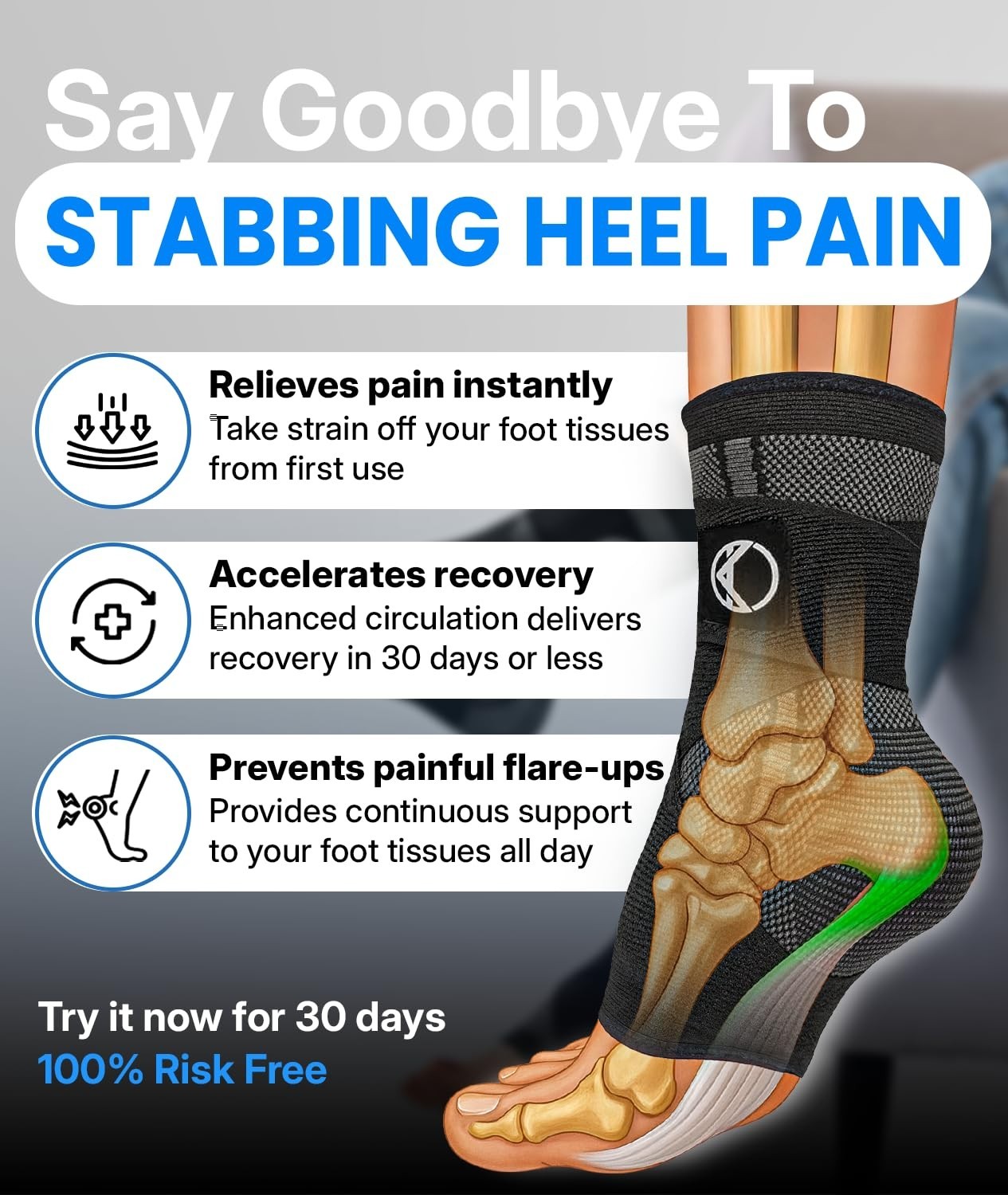 X-Large Ankle Compression Sleeve for Plantar Fasciitis Relief – Unisex Support