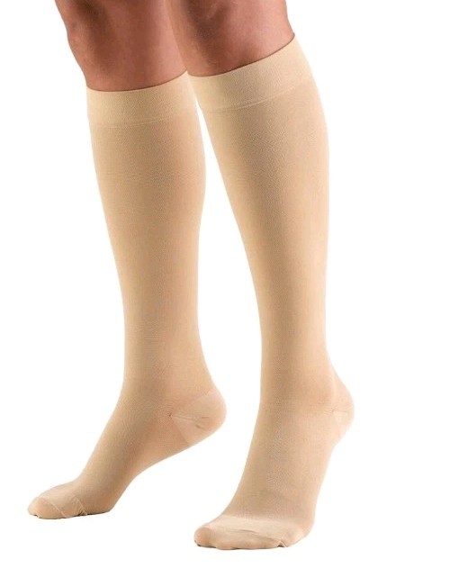 Truform 30-40 mmHg Below Knee Soft Top Compression Stockings Closed Toe Beige L