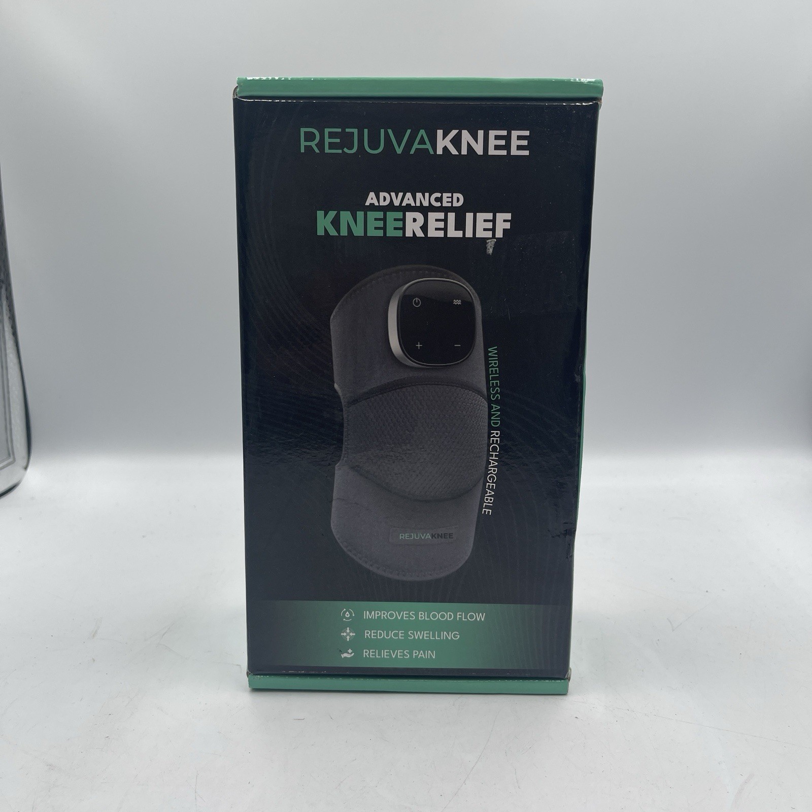 REJUVA KNEE Advanced Knee Relief Wireless Rechargeable Knee Brace Gray- NIB