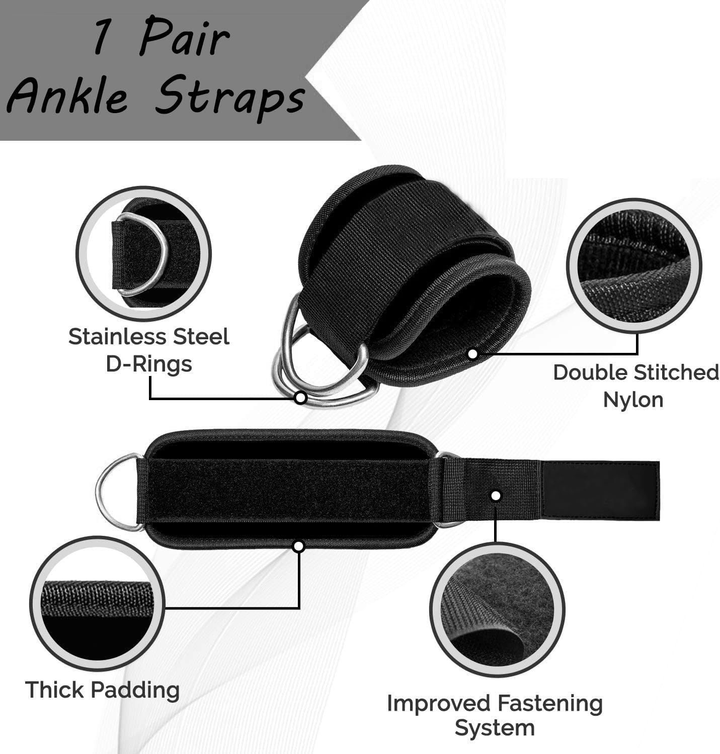 Ankle Straps Ankle Resistance Cuffs Gym Foot Leg Training Brace Support 1 Pair