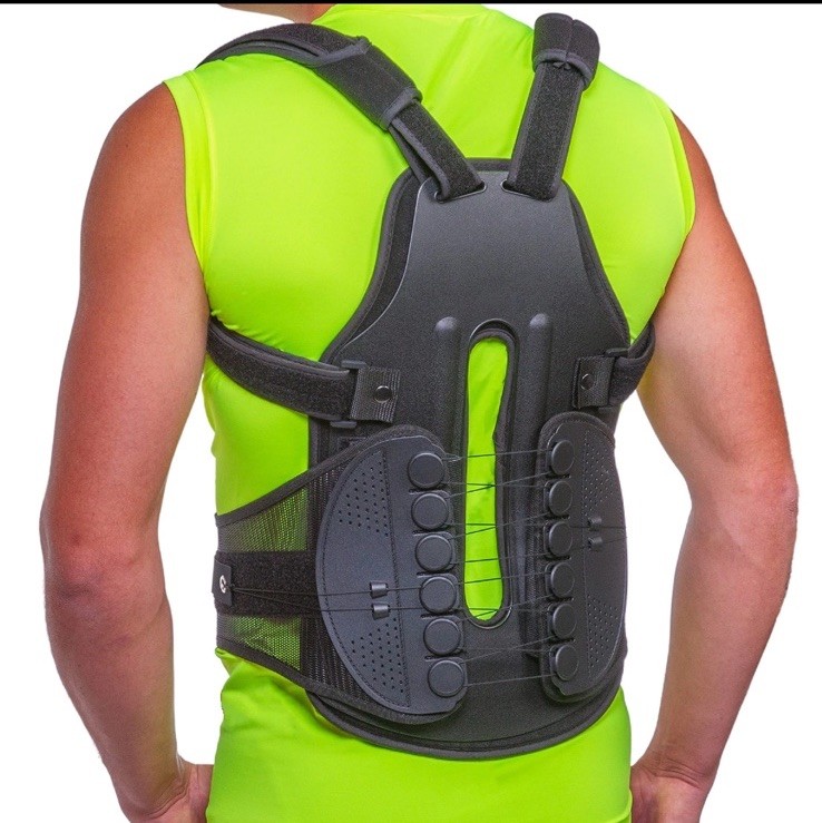 BraceAbility TLSO Full-Body Back Brace Support – Hard Turtle Medium Black
