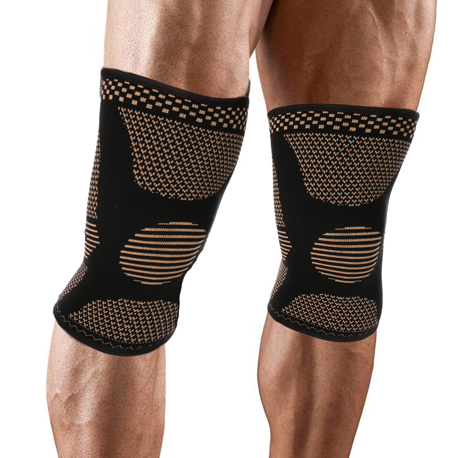 2 PCS Knee Sleeve Compression Brace Copper Support Sports Joint Pain Arthritis