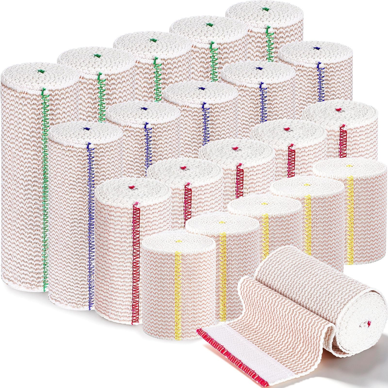 20 Pack Elastic Bandage Wraps 2″-6″ Stretchable Compression for Legs, Knees, Wri
