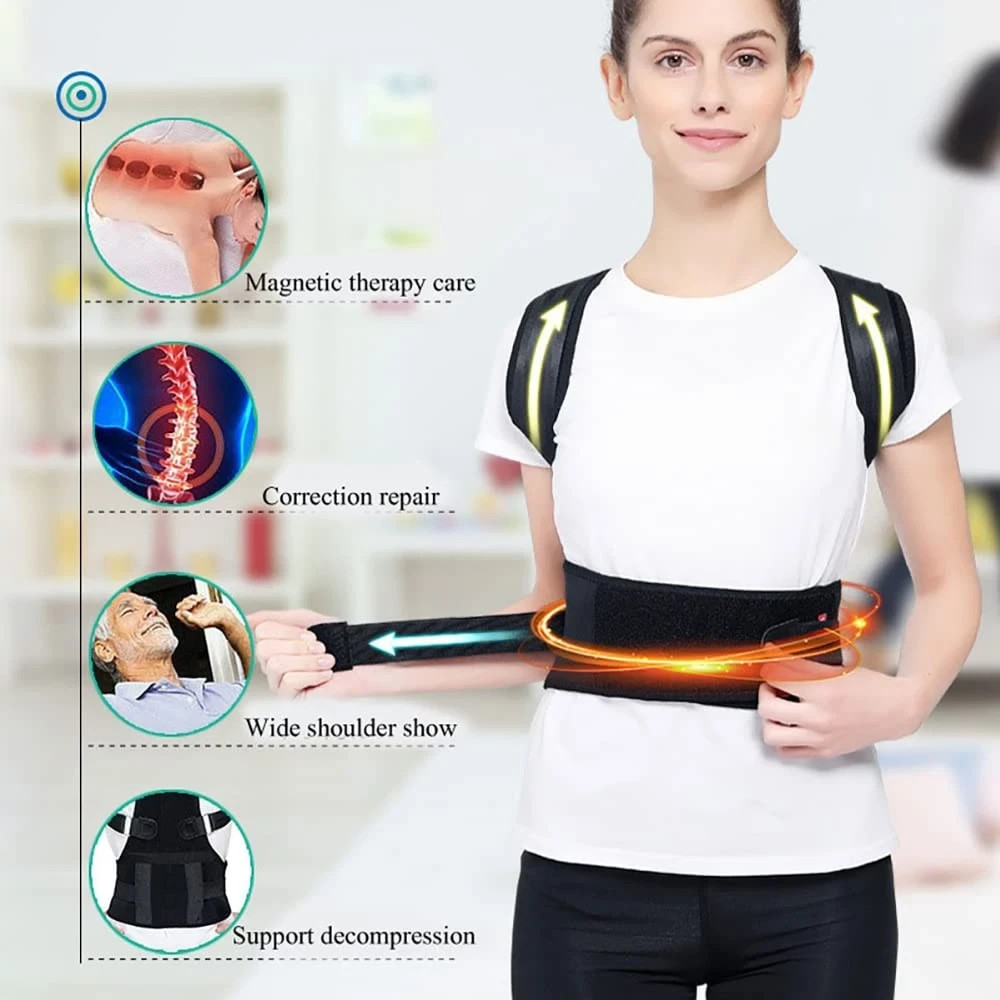 Posture Corrector Support Magnetic Back Shoulder Brace Belt Band For Men Women