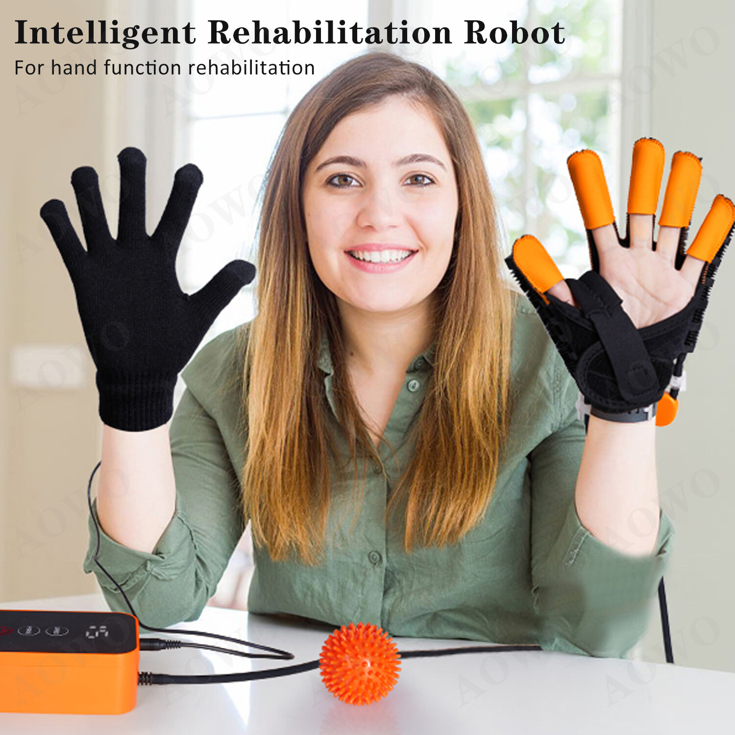 R+L Hand Function Rehabilitation Robot Gloves Finger Hemiplegia Recovery Trainer