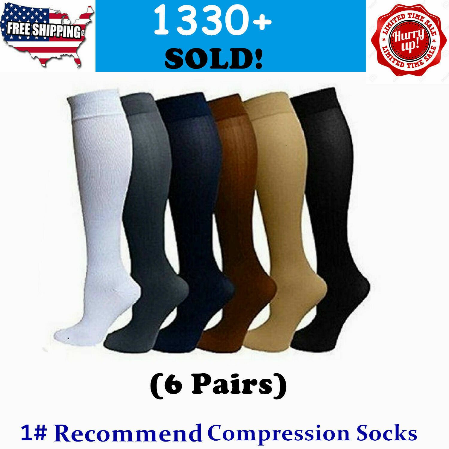 20-40mmhg Knee High Stockings Compression Leg Socks Support Socks Pain Relief