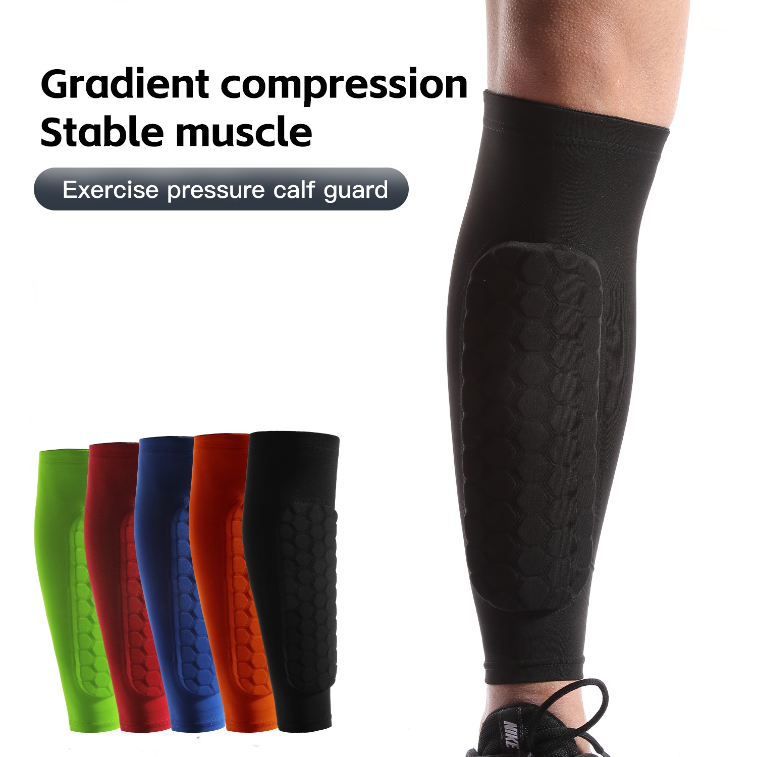 1Pcs Women Men Football Shin Guards Soccer Honeycomb Anti-collision Compression