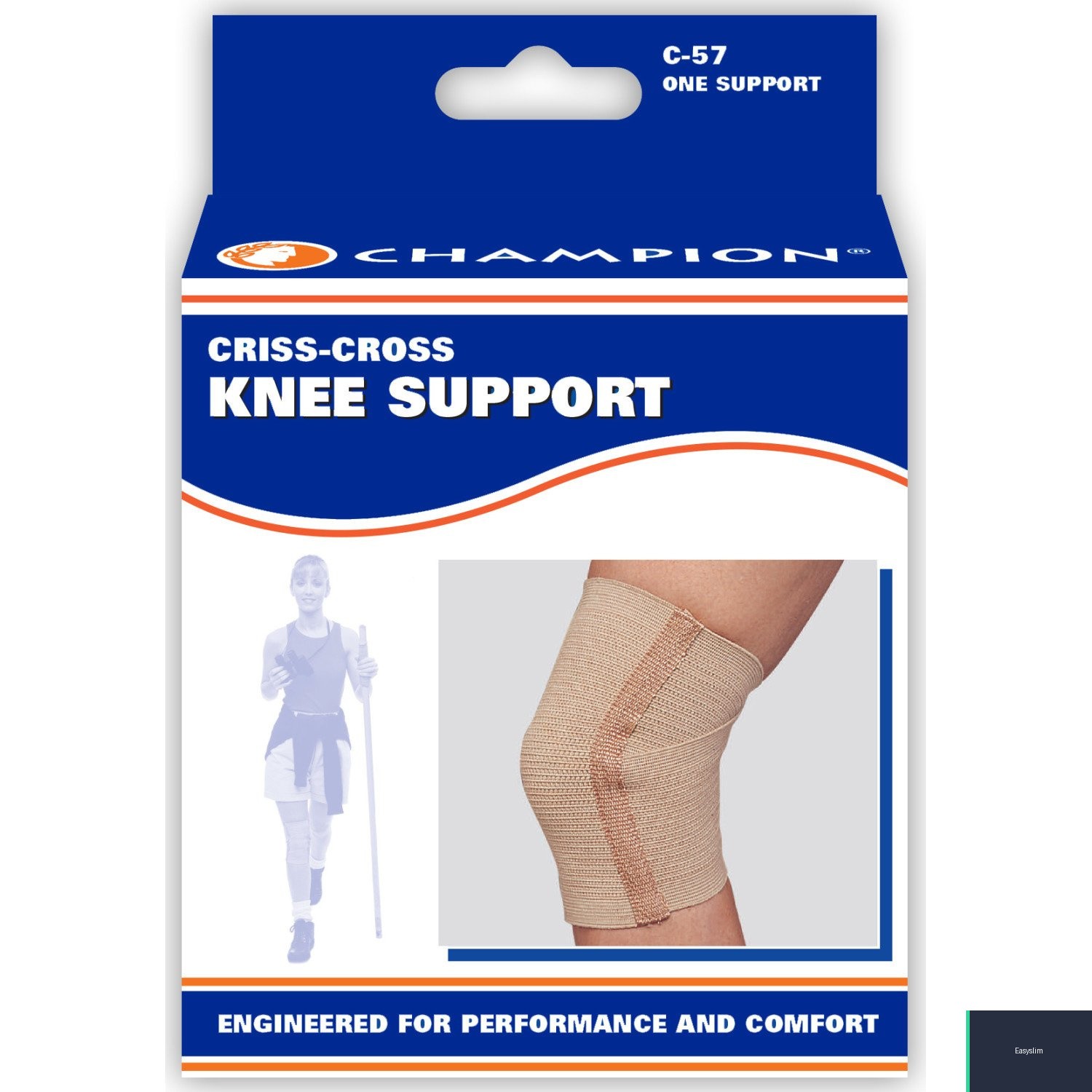 Knee Support Criss-Cross Knit Elastic Cotton Blend Beige XX-Large