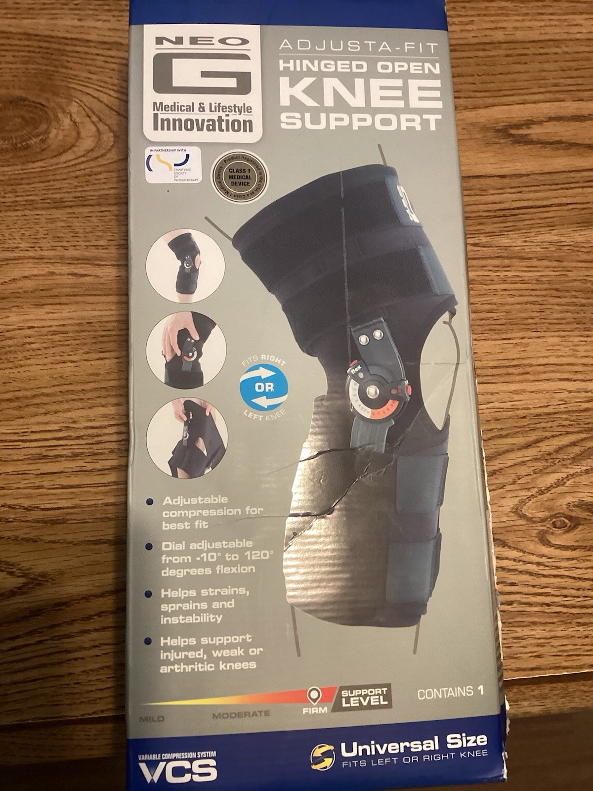 Neo G Hinged Knee Brace Adjusta-Fit Open Knee Support Fits R or L Knee 1-Size