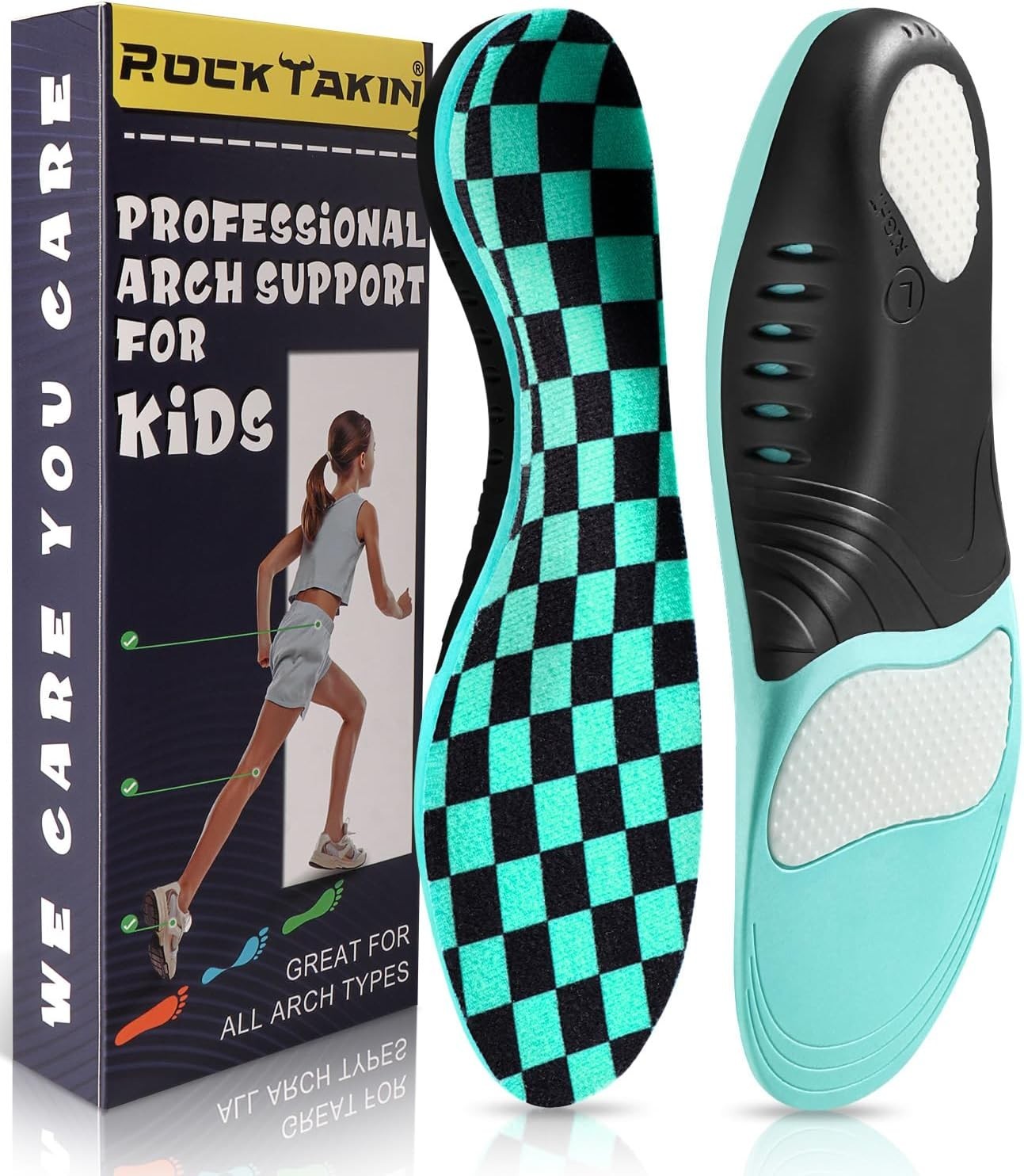Rock Takin Kids’ Arch Support Insoles – Comfy & Adjustable! XL 4.5-5.5 big kids