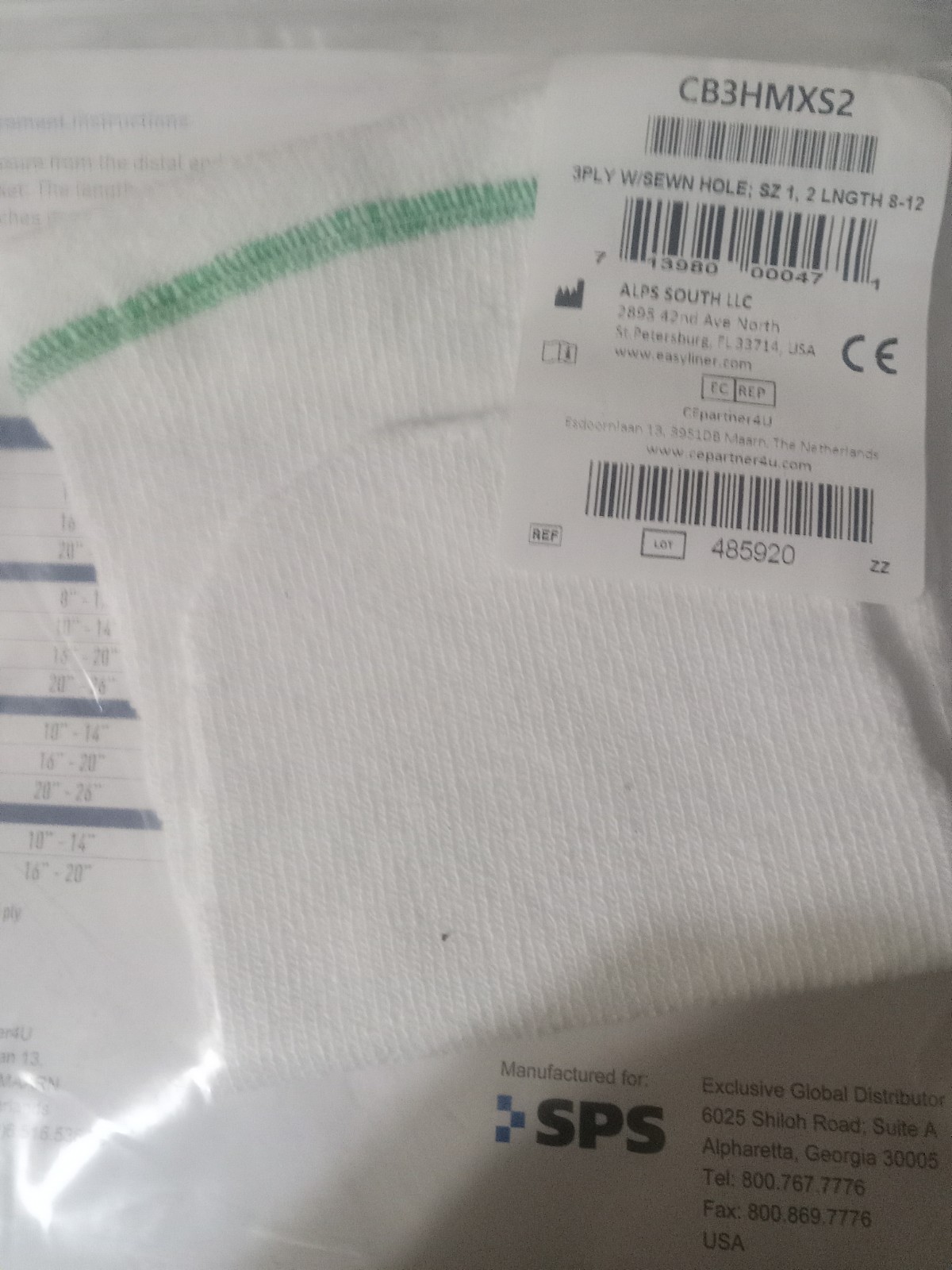 Cool Blue Prosthetic Socks – Sewn Hole (6) 2 Yellow,2 Blue, 2Green