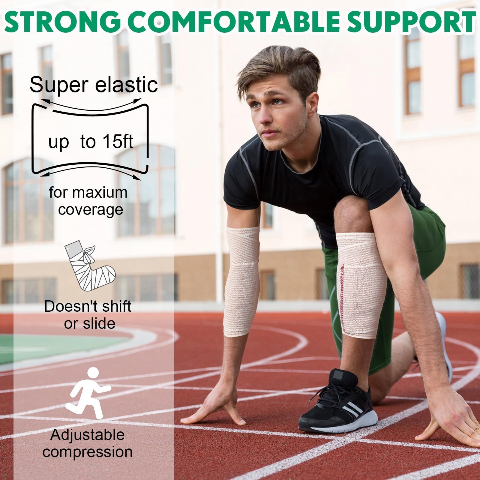 20 Pack 3″ Elastic Bandage Wraps – Self-Closure Compression for Legs, Knees, Ank