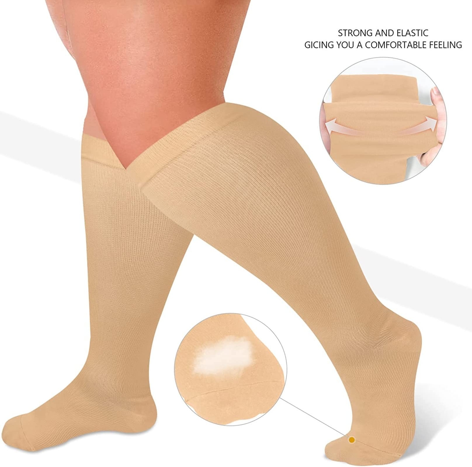 2 Pack Plus Size Compression Socks for Women and Men, 20-30mmhg Extra Large W…