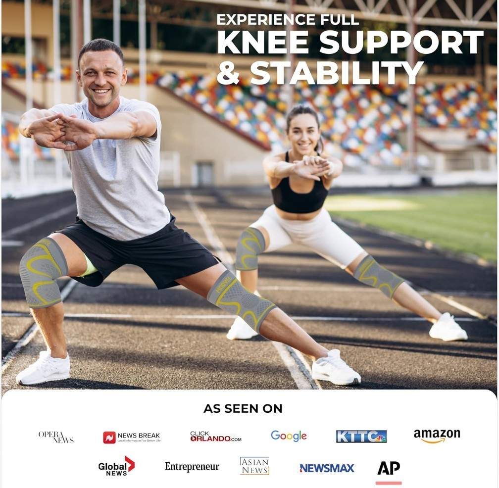 Modvel Large Compression Knee Brace Set Men Women Running ACL Arthritis Relief