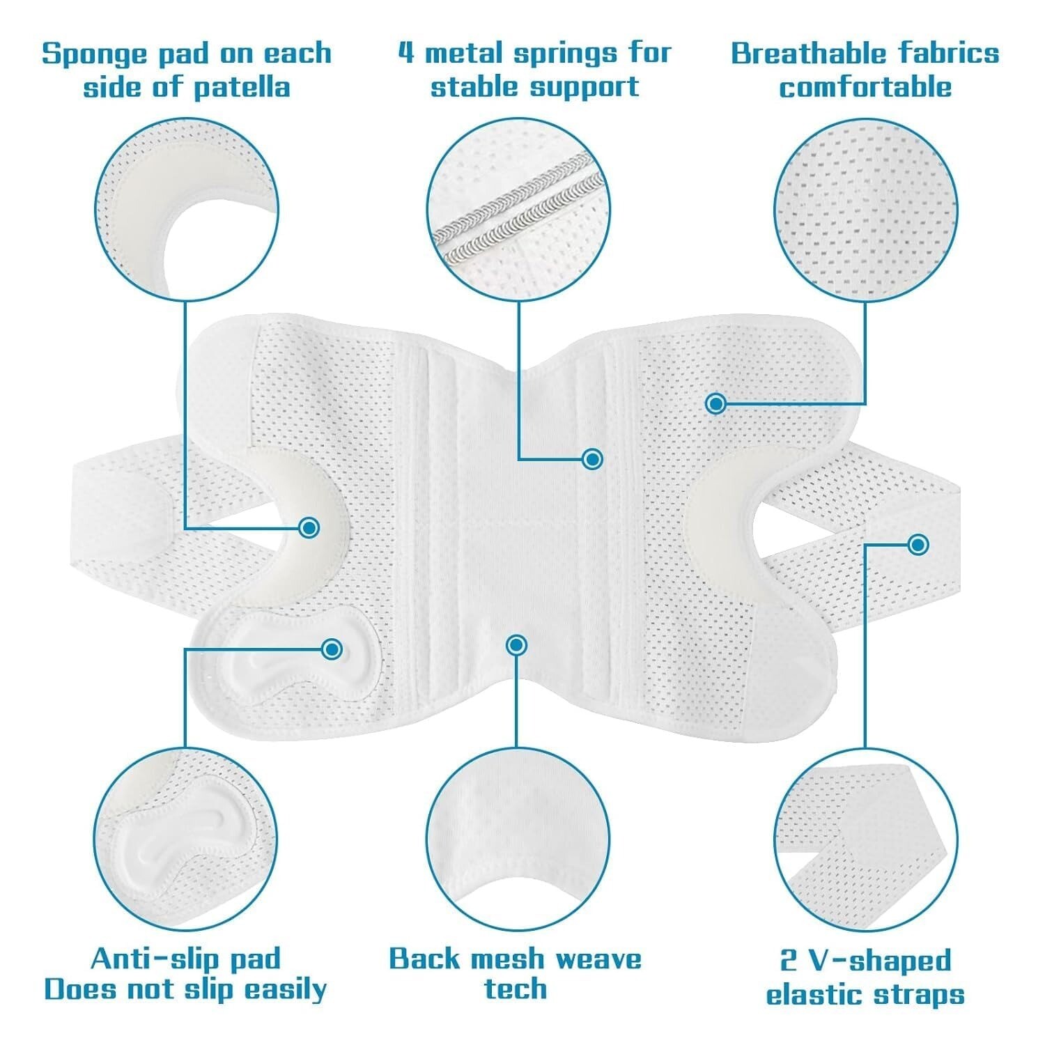 Knee Brace Compression Sleeve Support Patella Adjustable Sports Joint Pain Relif