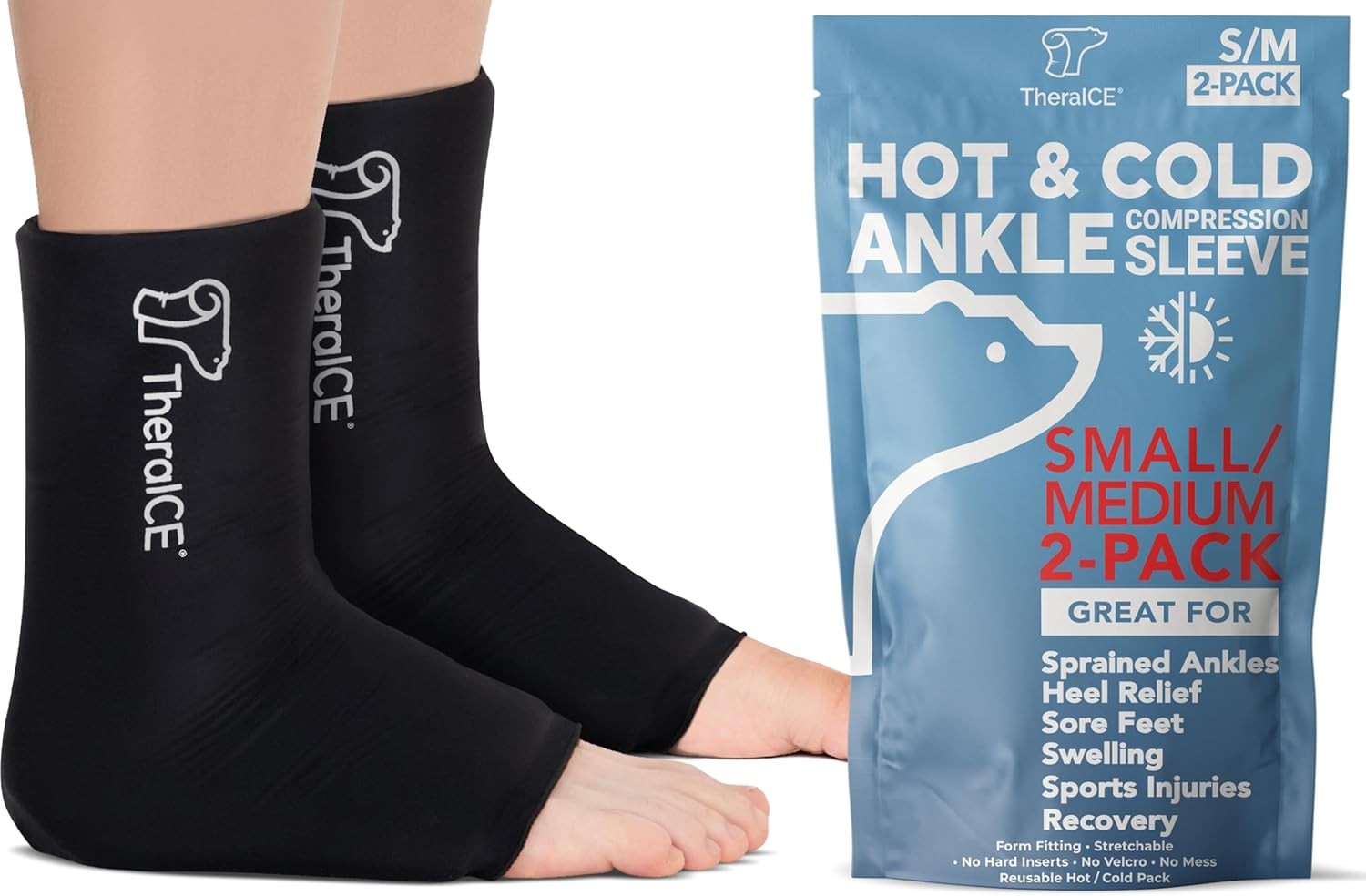 Ankle Ice Pack Wrap Swelling & Sprained Ankle Brace Women Men Cold Therapy Foot