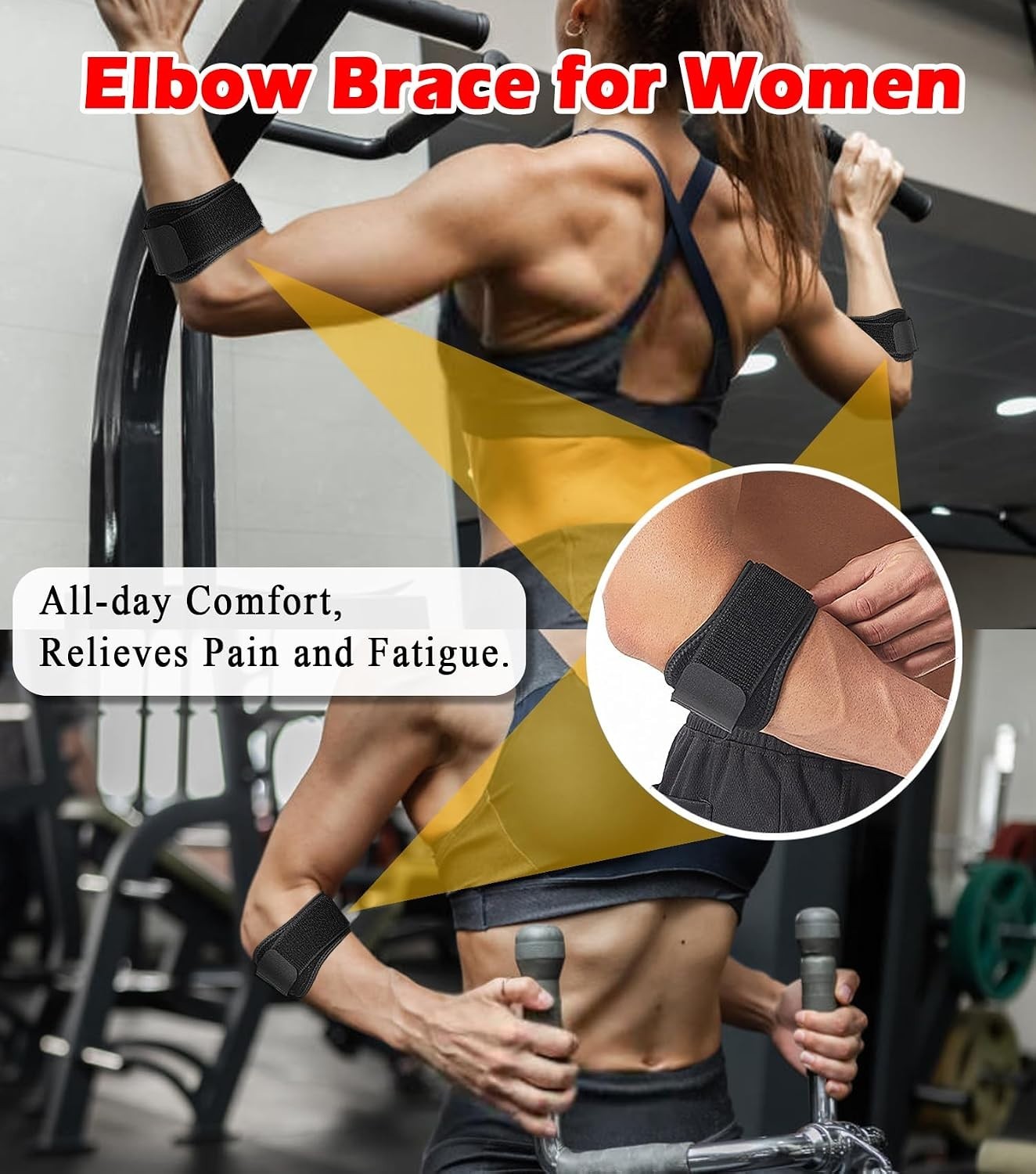 2pcs Elbow Brace for Men & Adjustable Elbow Strap with Compression Pad for Arm,