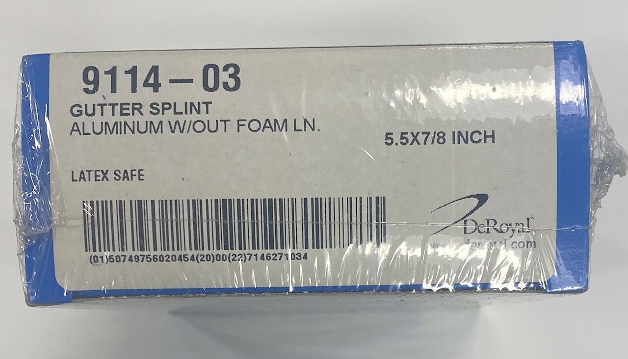 *12-Pack* DeRoyal Gutter Splint Aluminum With Out Foam LN 5.5″ X 7/8″ 9114-03