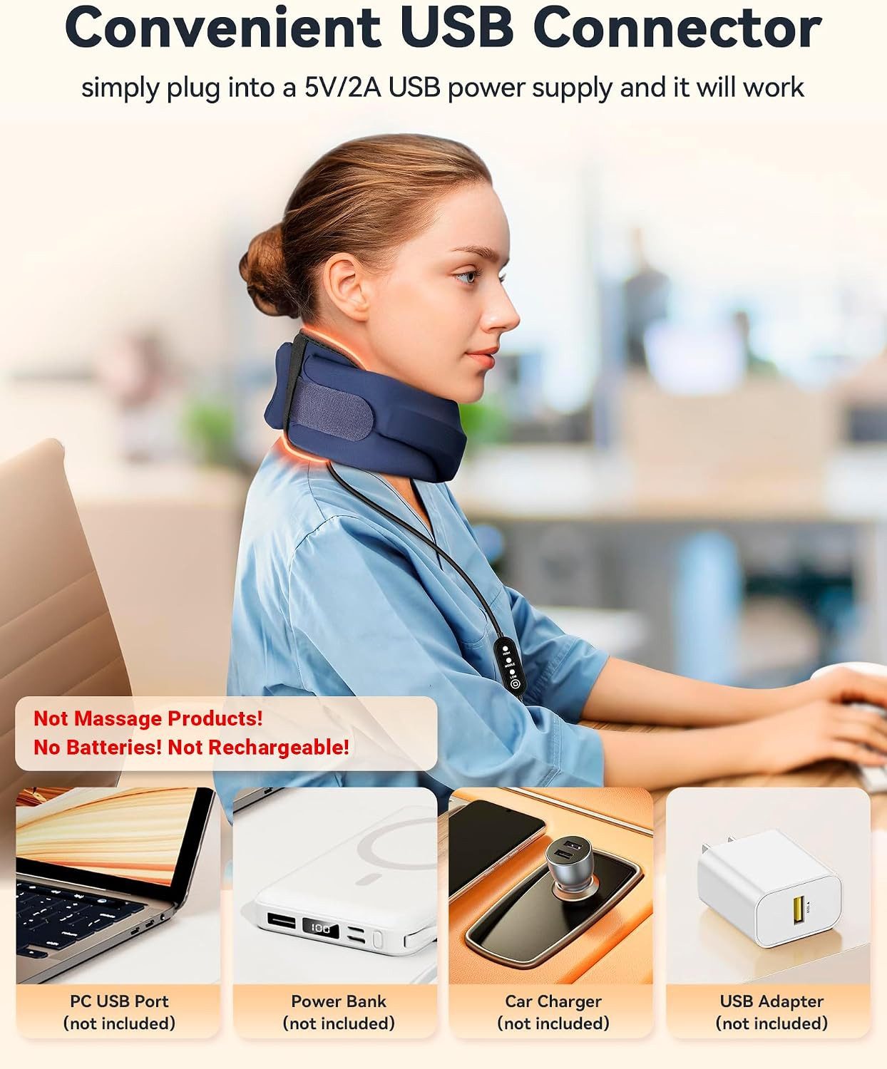Heated Neck Brace Cervical Collar – Neck Support Brace with Heating Pad, Soft Fo