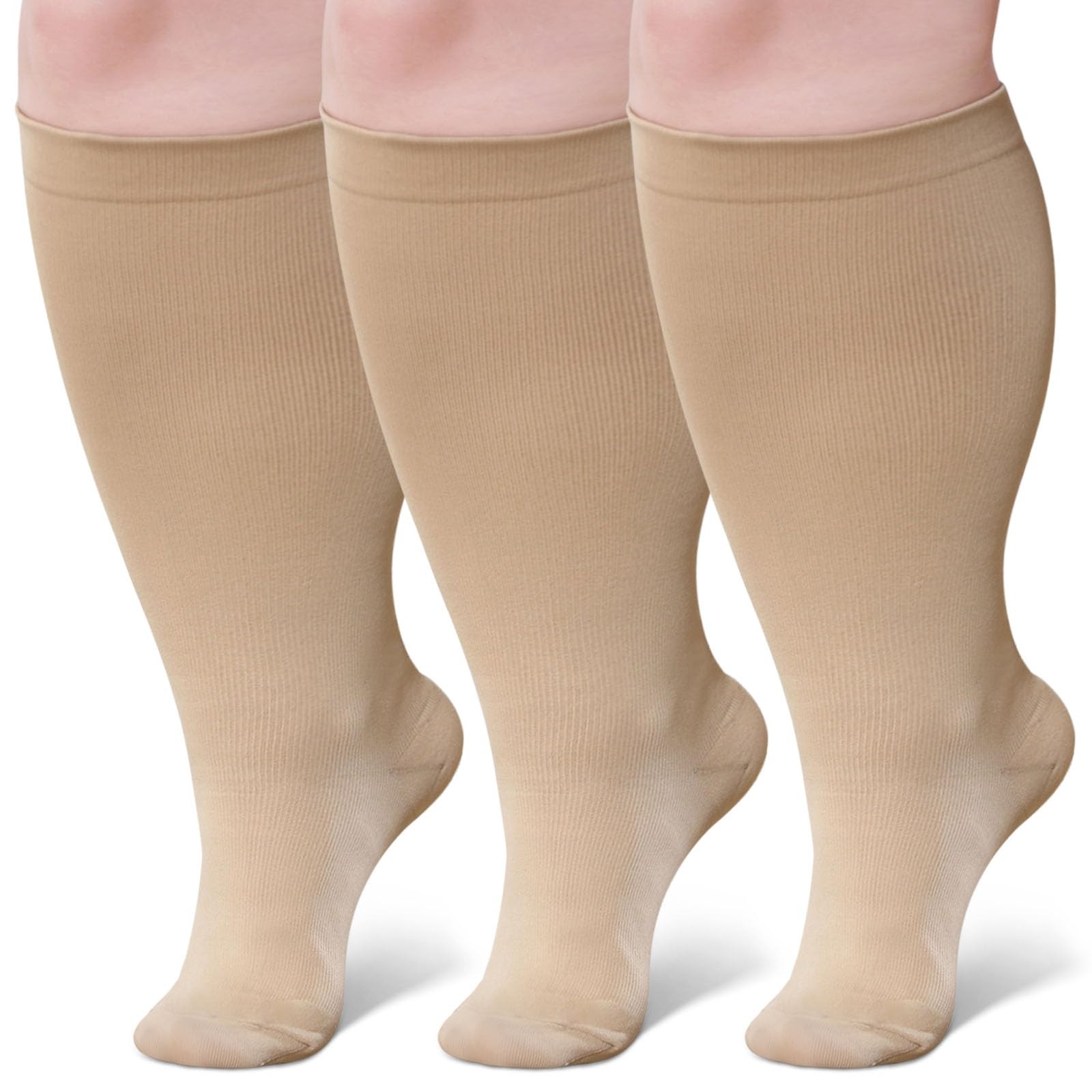 3 Pairs Plus Size Compression Socks: Wide calf Compression Stockings for Men …
