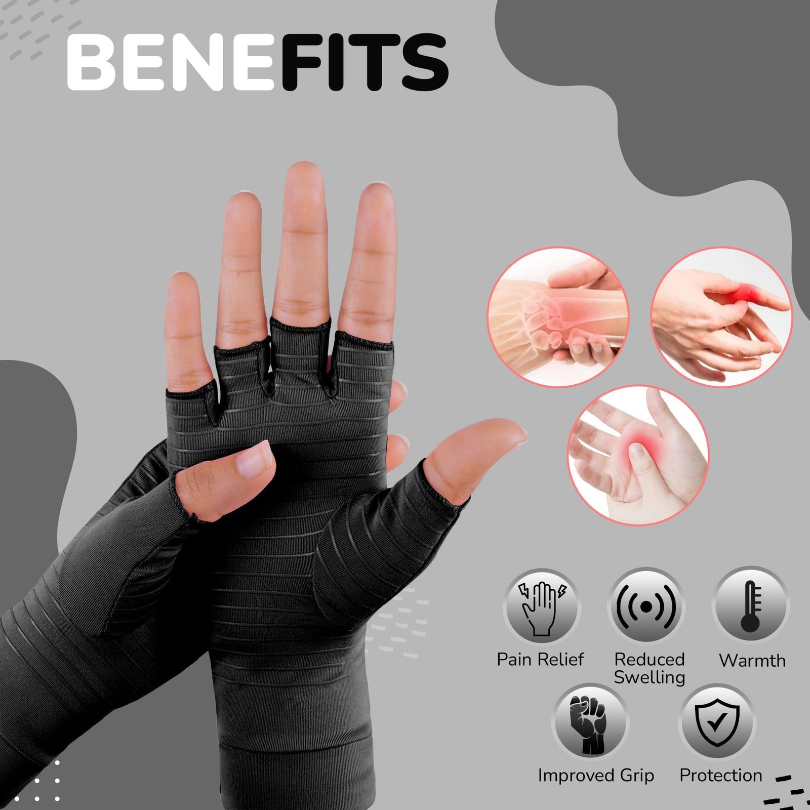 Arthritis Gloves – Copper Infused Compression Fingerless Glove for Women Men …