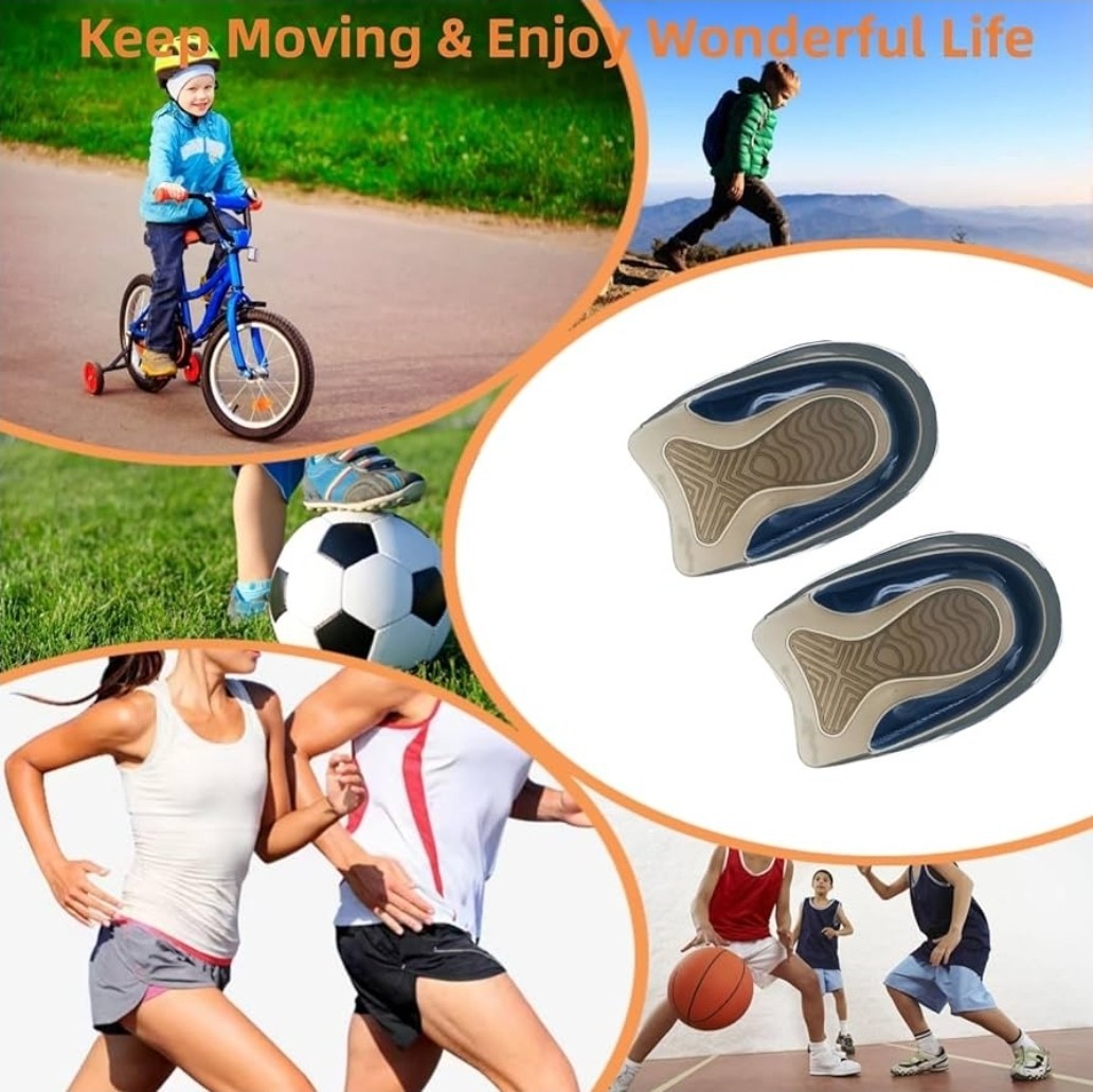 2 Pair Kids Heel Cups for Heel Pain Sport Shock Absorbing Lightweight (Kids 3-7)