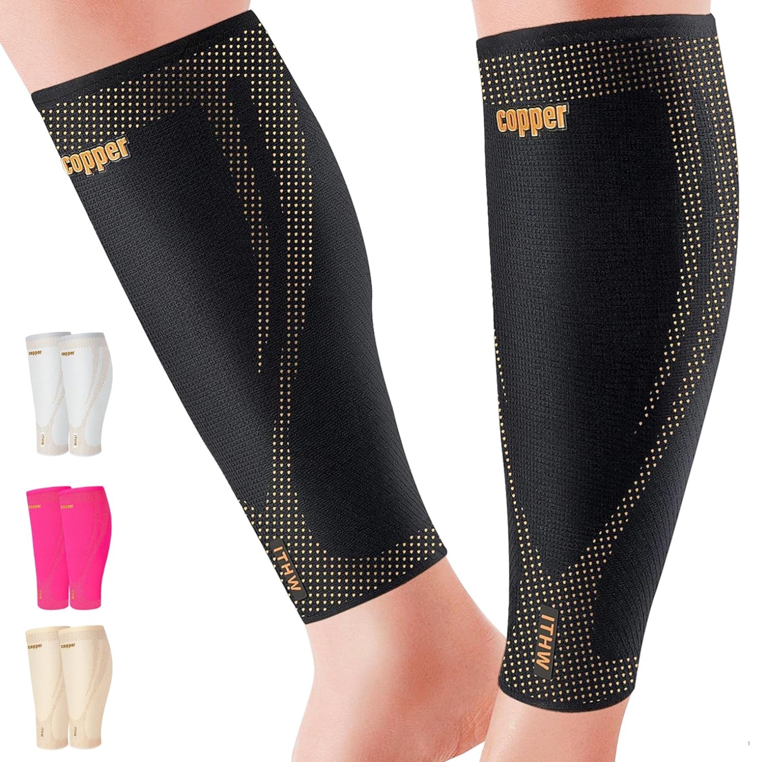 Copper Calf Compression Sleeves for Men & Women – High Stretch Graduated Comp…