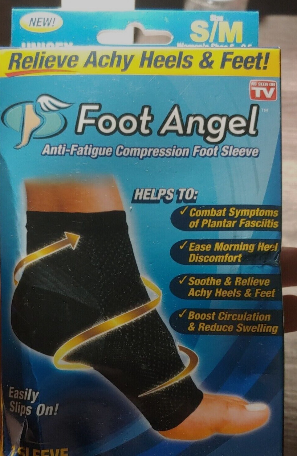 Foot Angel Anti-Fatigue Compression Sleeves Socks Plantar Fas Relief S/M NEW