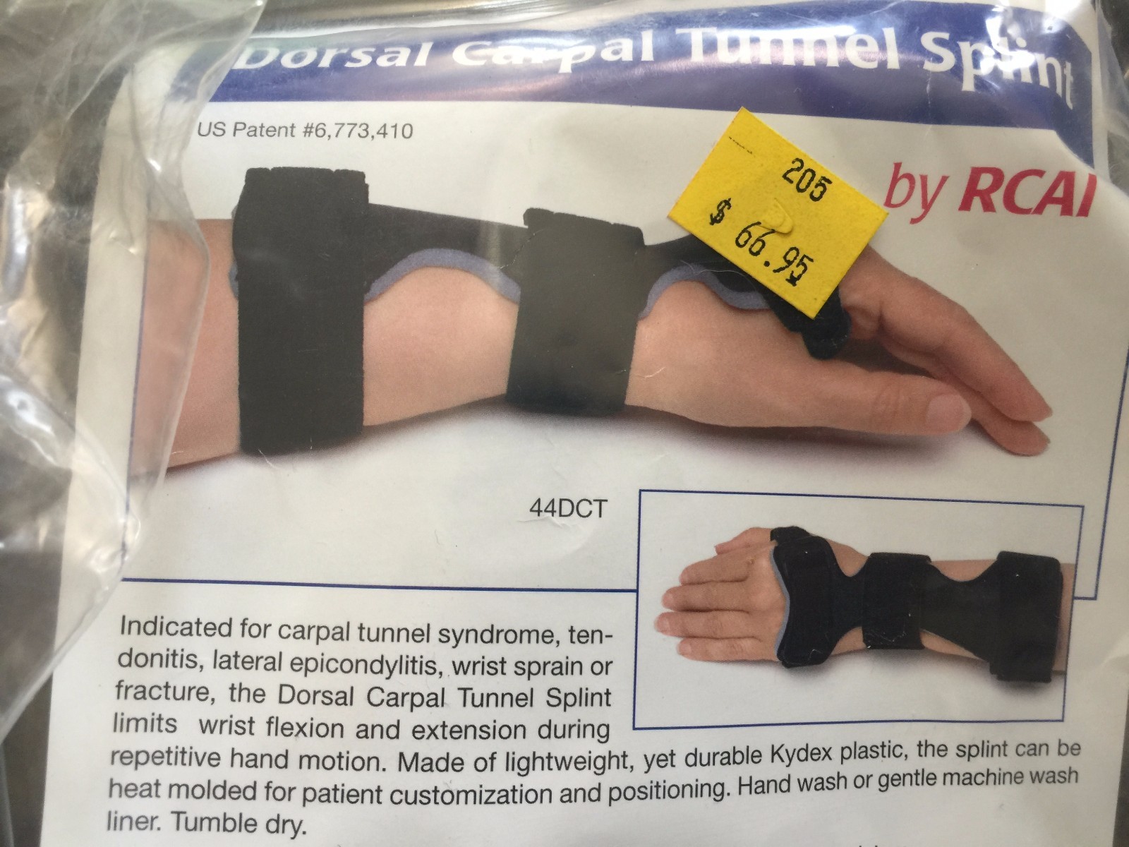 New RCAI Dorsal Carpal Tunnel Wrist Splint
