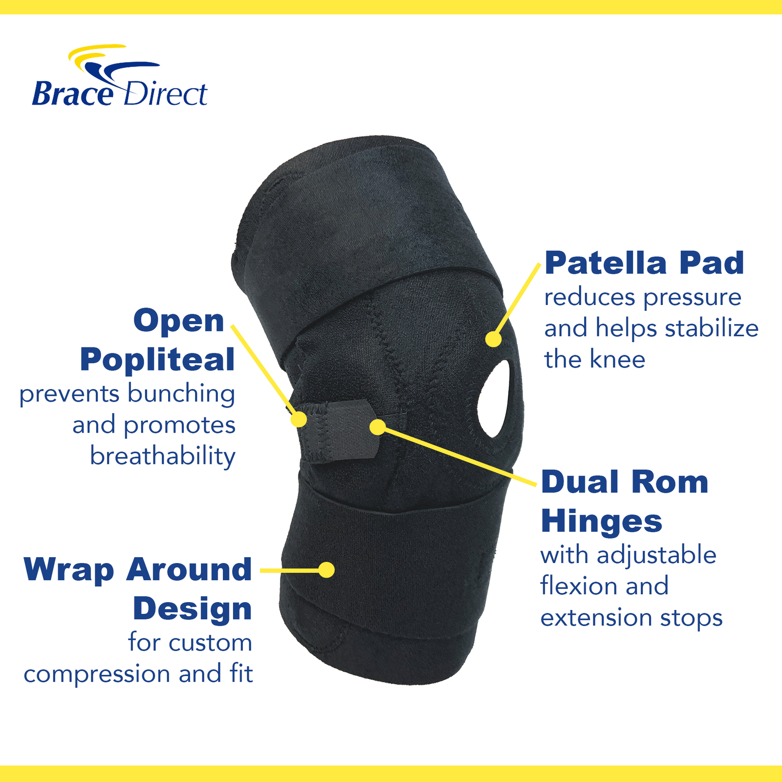 Hinged ROM Adjustable Stabilizing Runner’s Knee Brace Superior Active Support