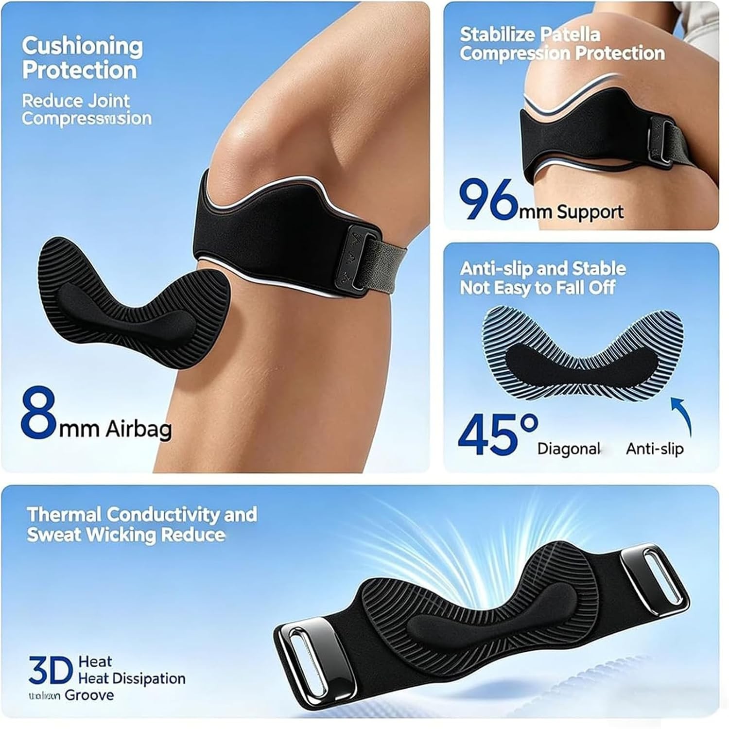 Stryde Precision Knee Strap, 2026 Upgraded Patellar Tendon Support with Silicon