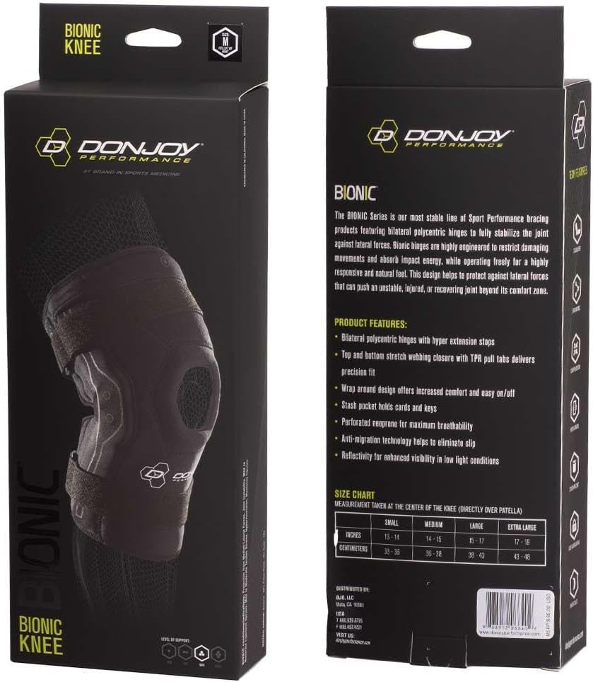 Bionic Knee Brace – Hinged, Adjustable Patella Support, Lateral / Medial Ligamen