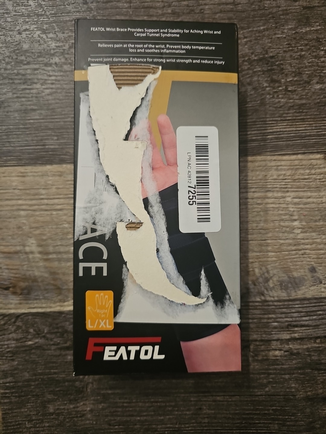 Featol Wrist Brace For Achy Wrist & Carpal Tunnel, Right, L/XL