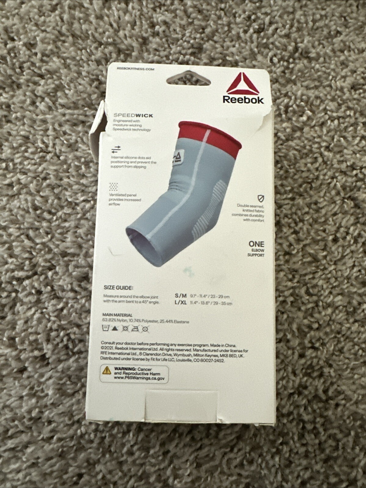 Reebok Speedwick Compression Elbow Support, Small/Medium, Blue, Single, Brace,