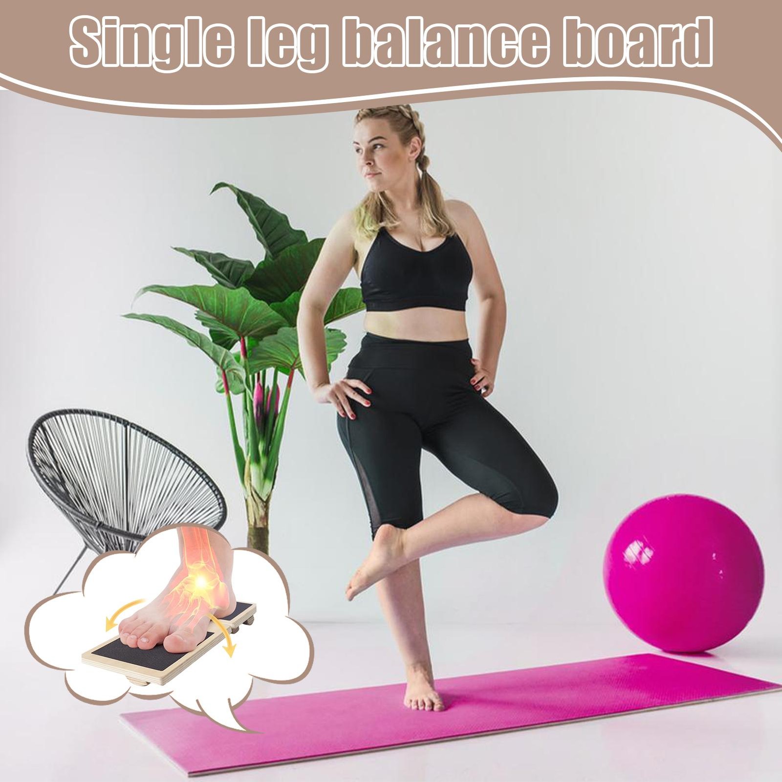 Single Leg Balance Board Wooden Ankle Foot Strengthener Trainer Balance Training