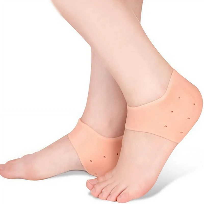 2Pcs Silicone Feet Care Socks Moisturizing Gel Heel Thin Socks with Hole Cracked