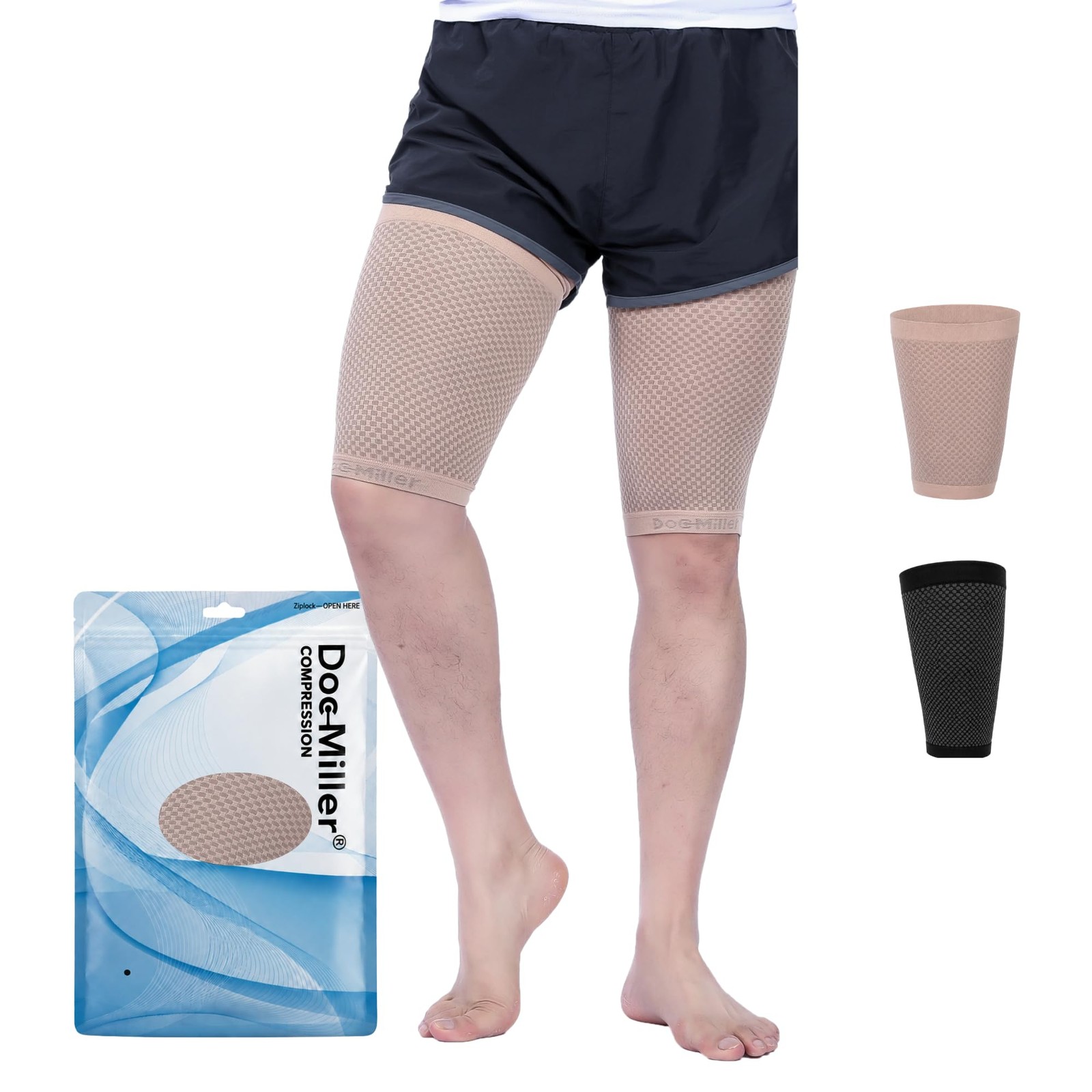 Doc Miller Thigh Compression Sleeve for Men & Women, 1 Pair Medium, Skin