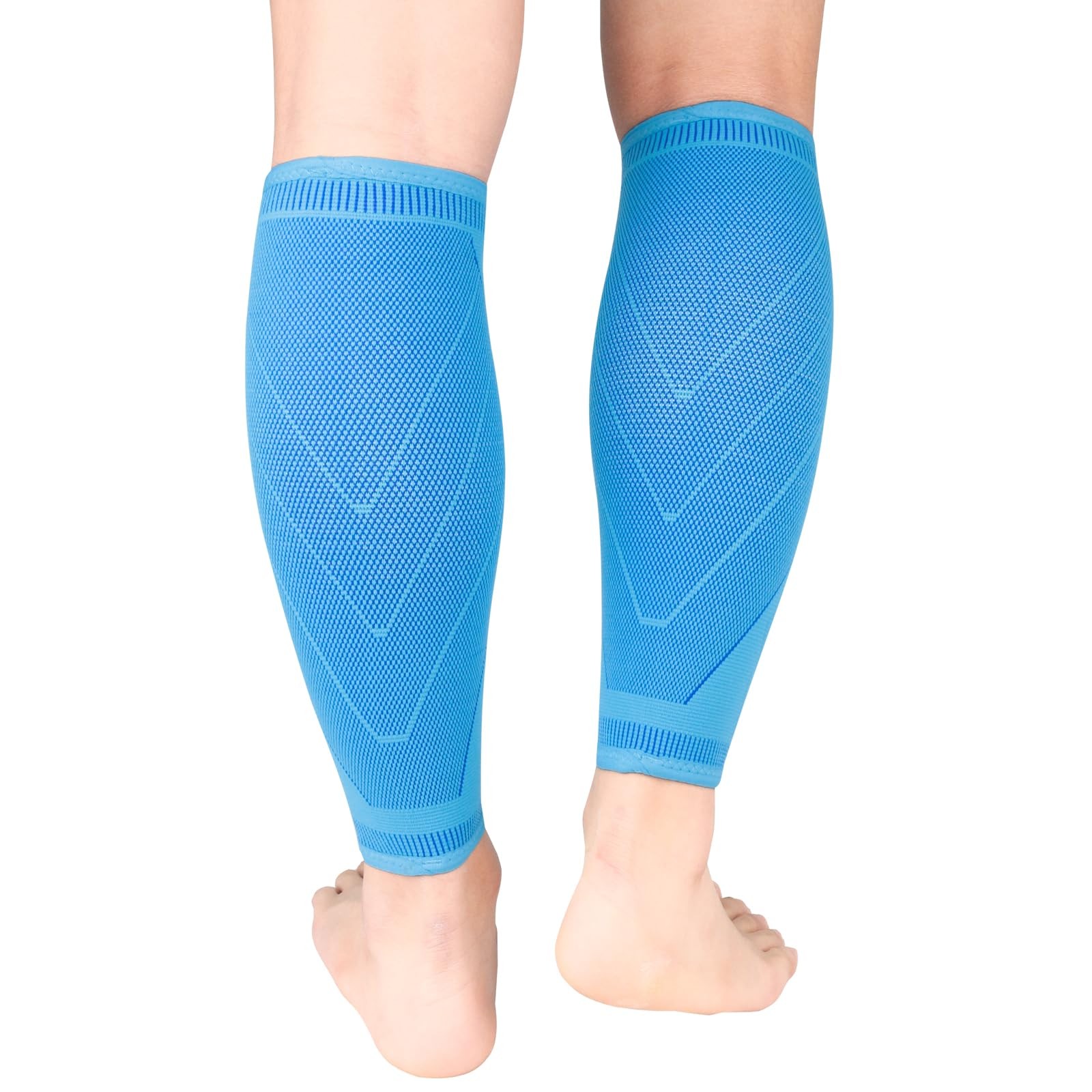 NuCamper Calf Compression Sleeve, Footless Socks for Large, Blue