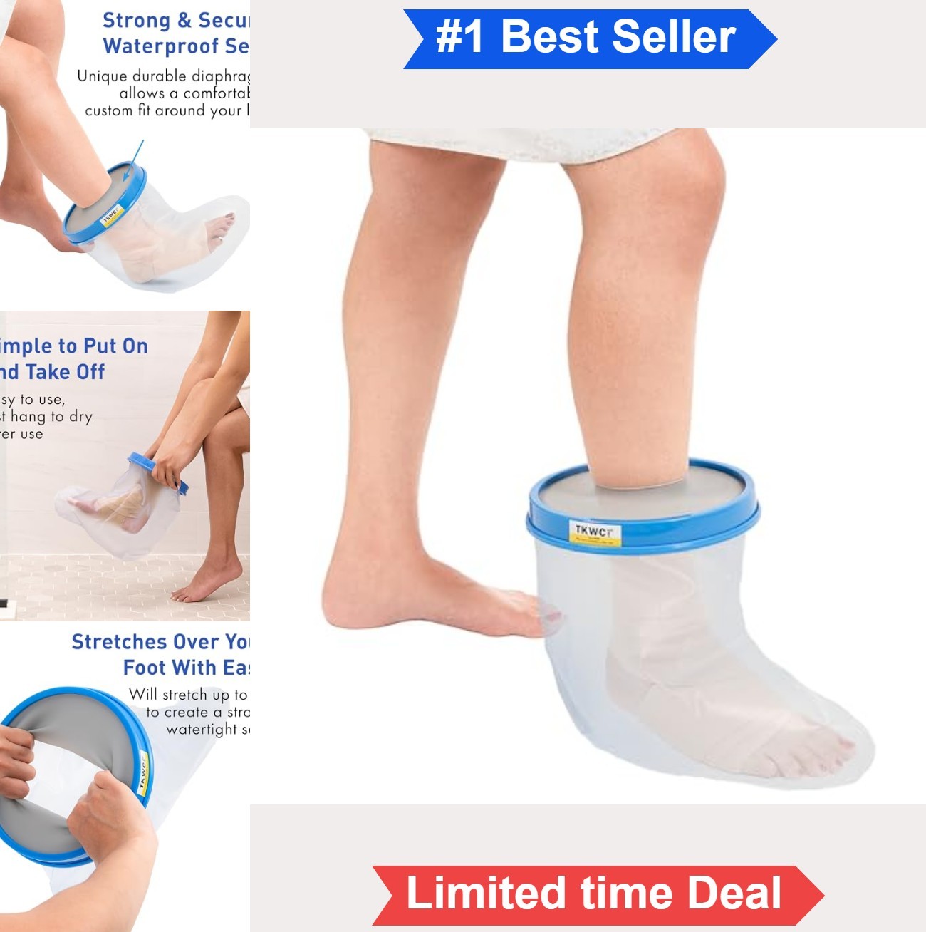 Waterproof Leg Cast Cover for Shower Reusable Vinyl Latex Free Adult Foot