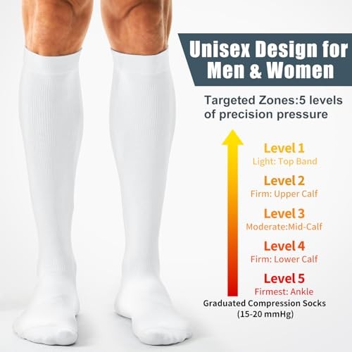 3 Pairs Compression Socks for Women and Men – 15 Small-Medium 07-3 – Paris White