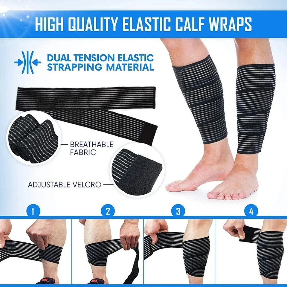 1 PCS Extra Long Elastic Knee Wrap Compression Bandage Brace , Adjustable Com…
