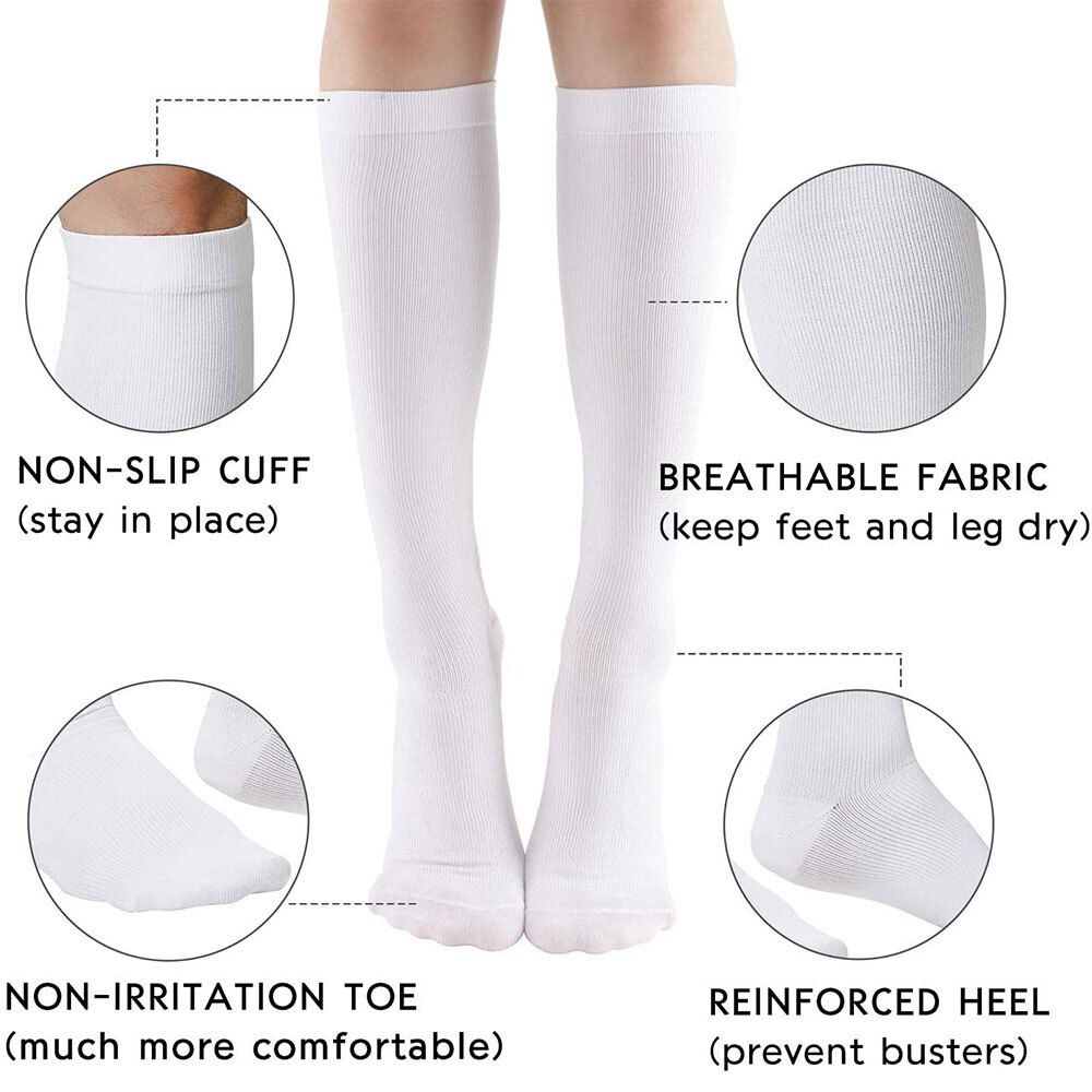 Compression Stockings 15-20 mmHg Varicose Veins Elastic Socks Travel Flight Hose