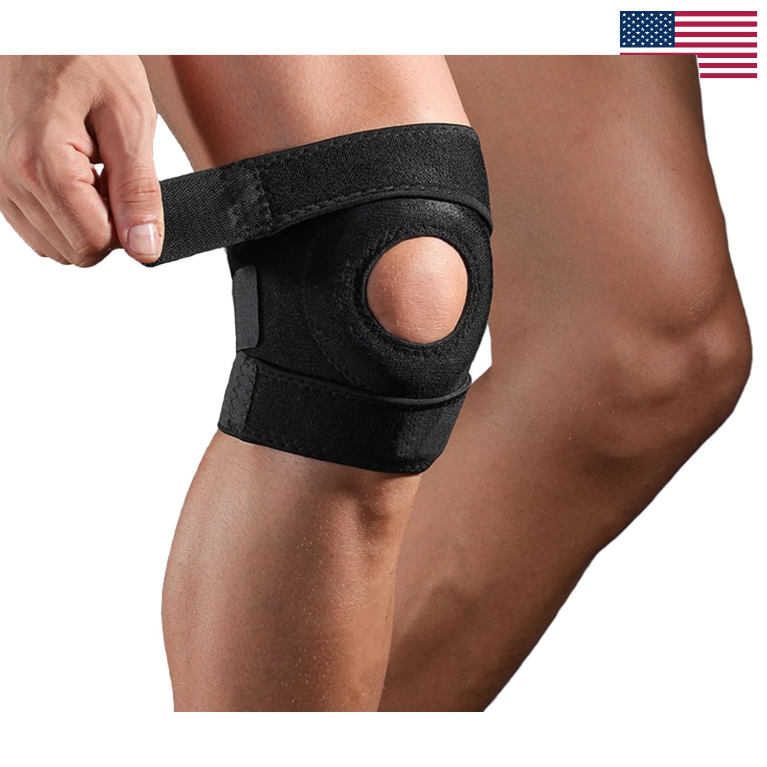 Breathable Neoprene Open-Patella Knee Brace for Twist-Resistant Comfort – Black