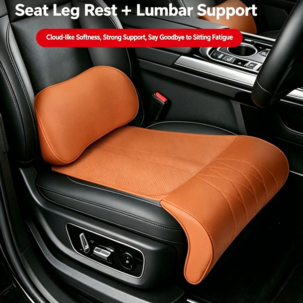 Car Seat Back Support Breathable Back Lumbar Support Cushion w/Seat Leg Rest
