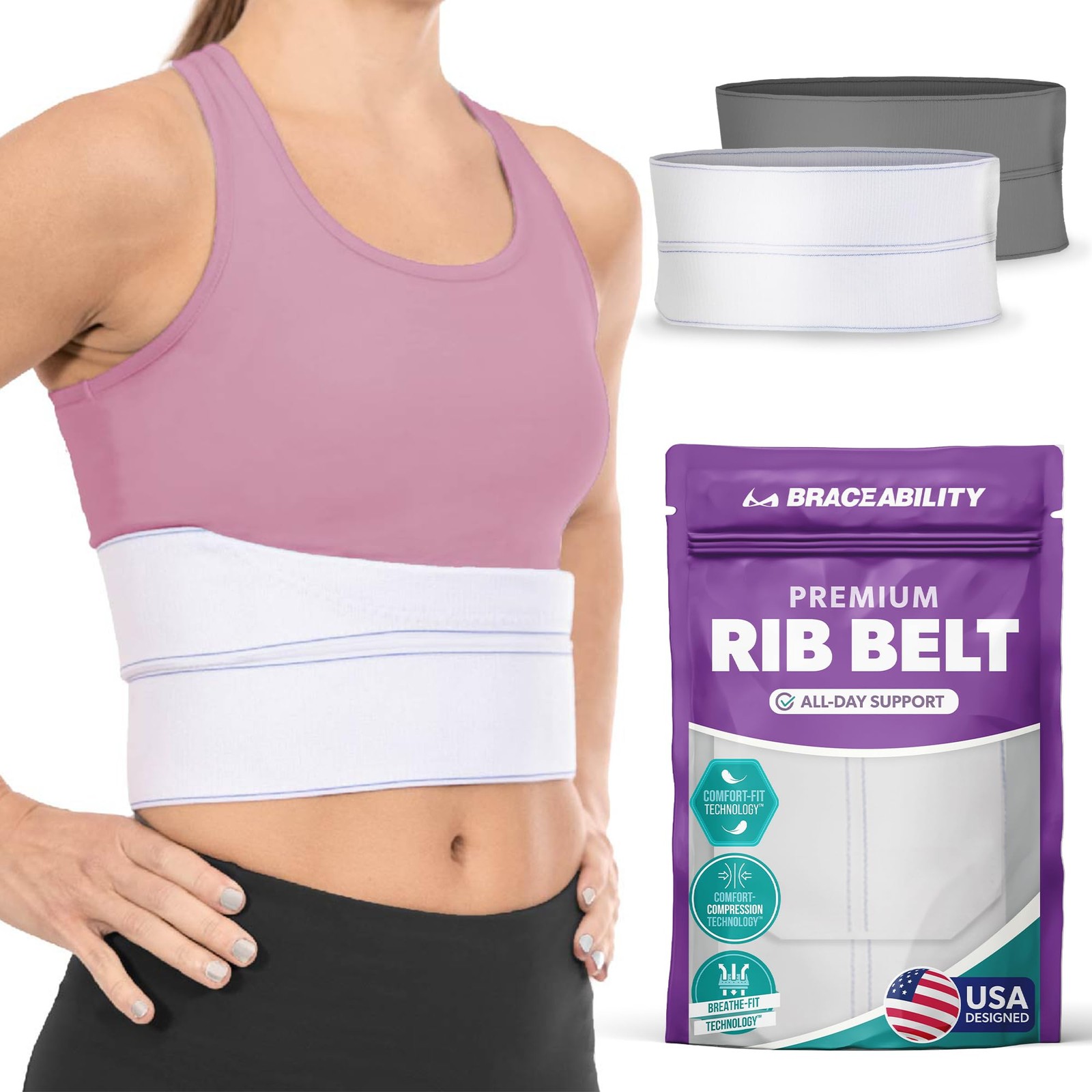 BraceAbility Broken Rib Brace for Women and Men Rib Protector Compression Wr…