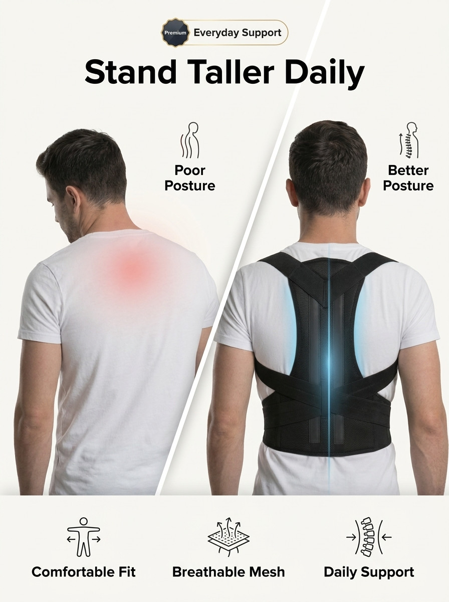 Posture Corrector Adjustable Back Brace Shoulder Support Back Straightener M