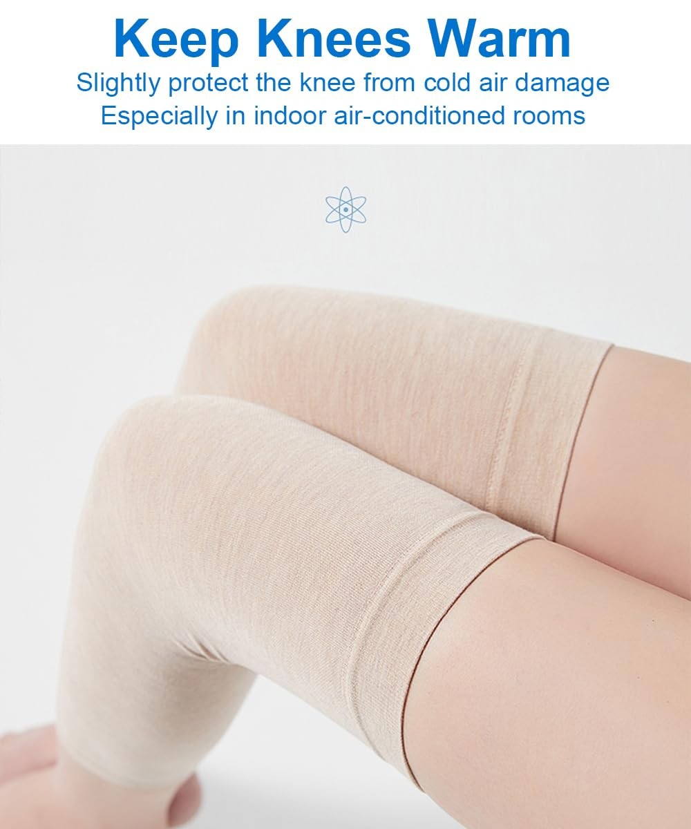 2 Pairs Knee Compression Sleeves for Women, Lightweight Short, Black+Beige
